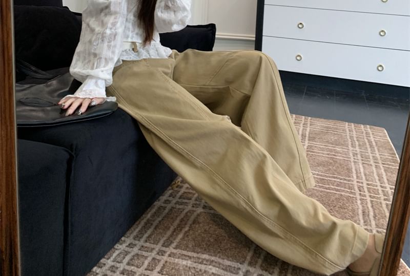 Off-Shoulder Lace Crop Blouse with Baggy Pants