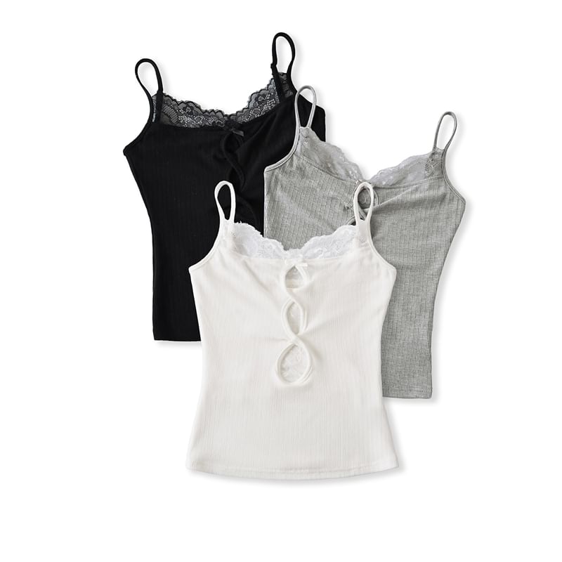 Cutout Lace-Trimmed Camisole - LaceLux