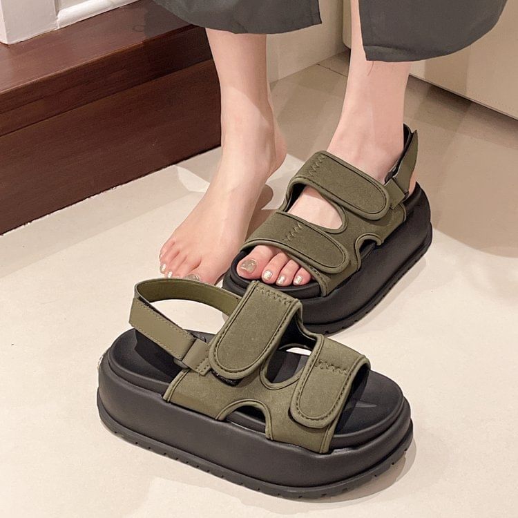 Strap Sandals Platform Adhesive Slingback Plain