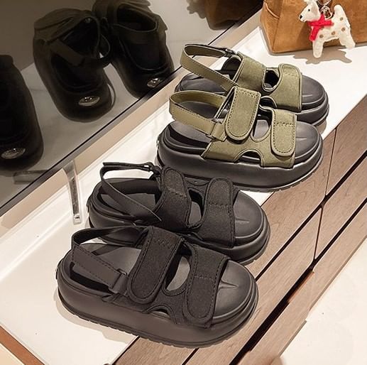 Strap Sandals Platform Adhesive Slingback Plain