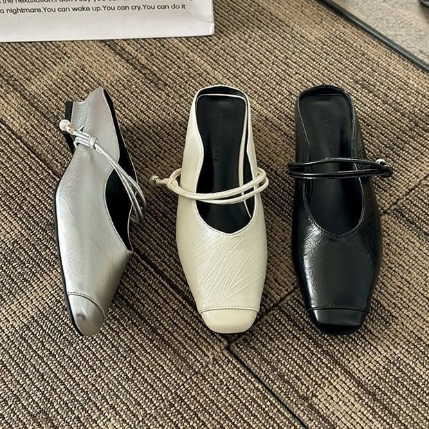 Low Jane Mules Faux Heel Mary Leather Plain