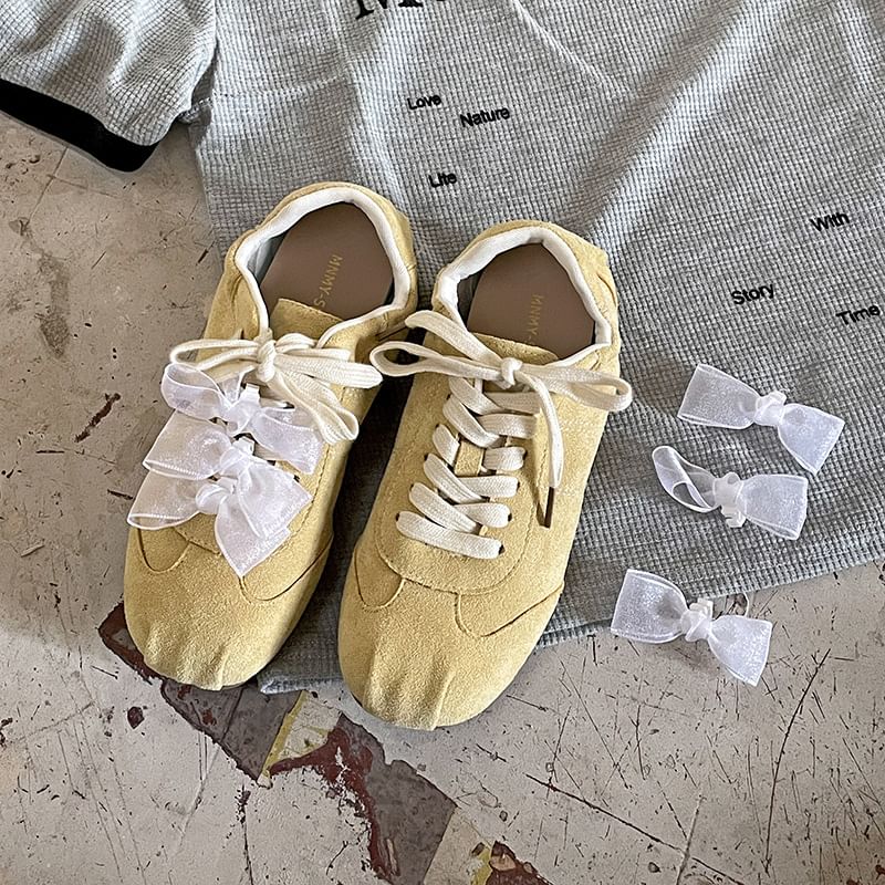 Leather Sneakers Faux Plain Lace-Up