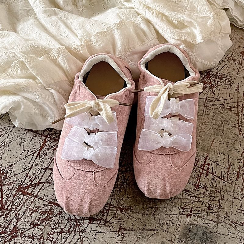 Leather Sneakers Faux Plain Lace-Up