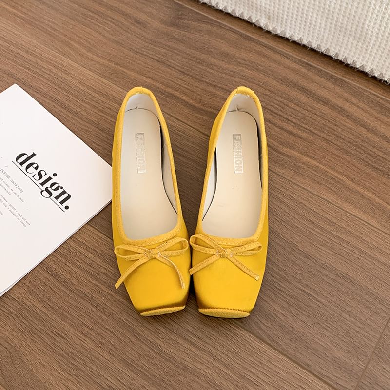 Flats Square Toe Ribbon Accent