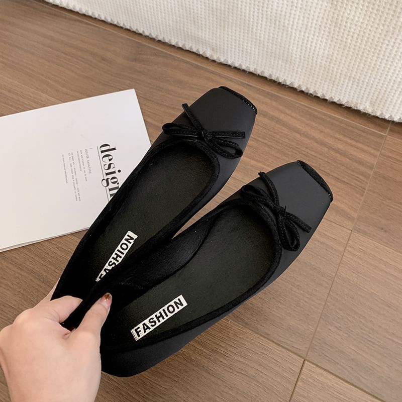 Flats Square Toe Ribbon Accent
