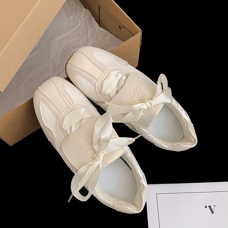 Lettering Ribbon Balletcore Sneakers