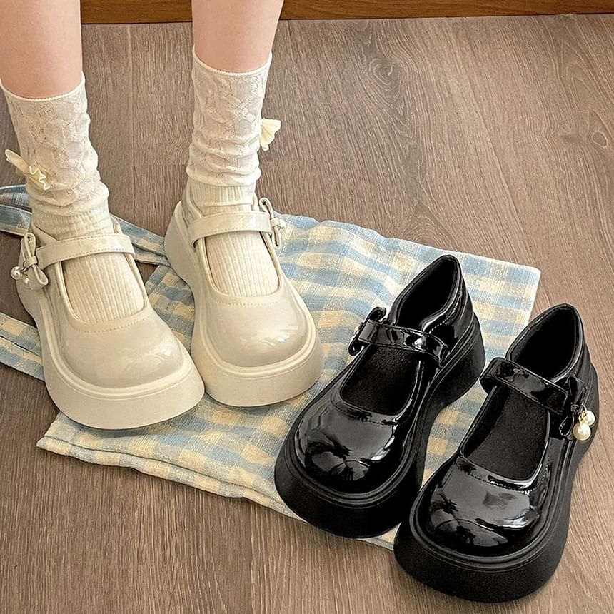 Jane Shoes Mary Leather Platform Faux