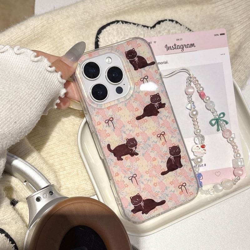 / Strap Case Set Floral Phone Cat