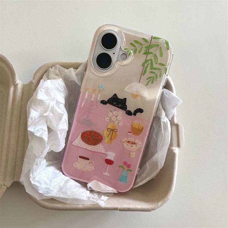 / Meal Strap Cat Table Phone Set Case