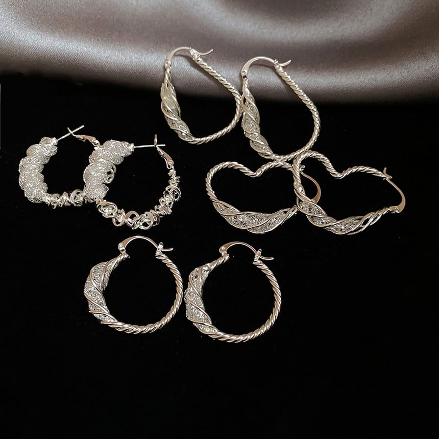 (Various Alloy Twisted Hoop Earring Designs)