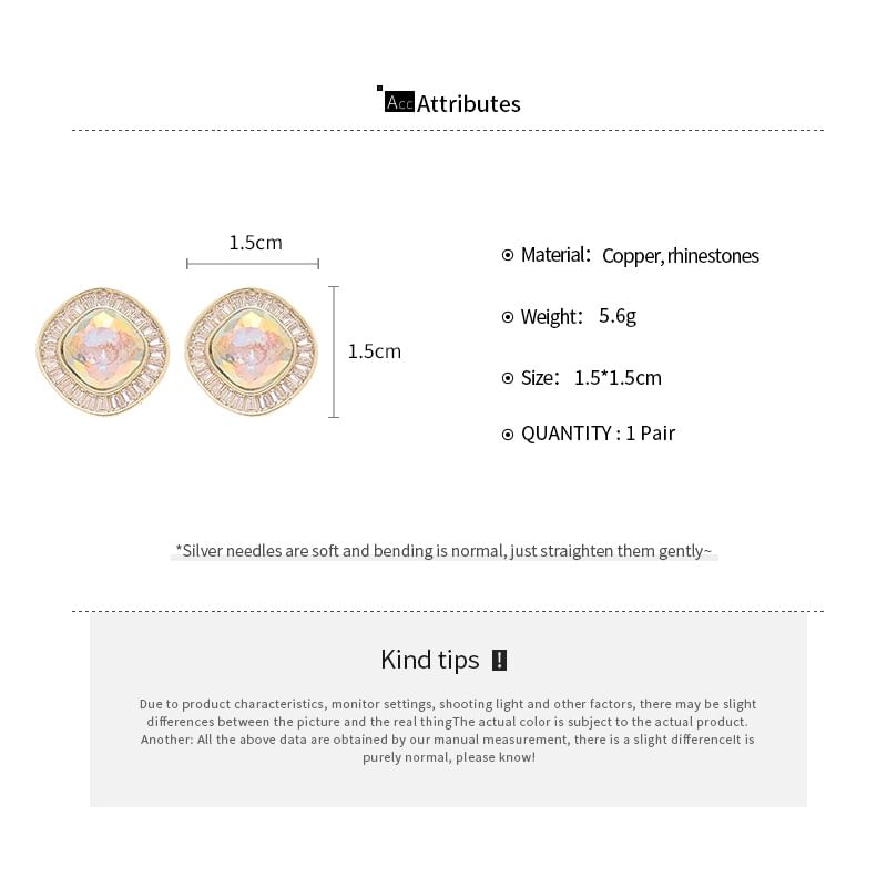 Rhinestone Earring Alloy Stud