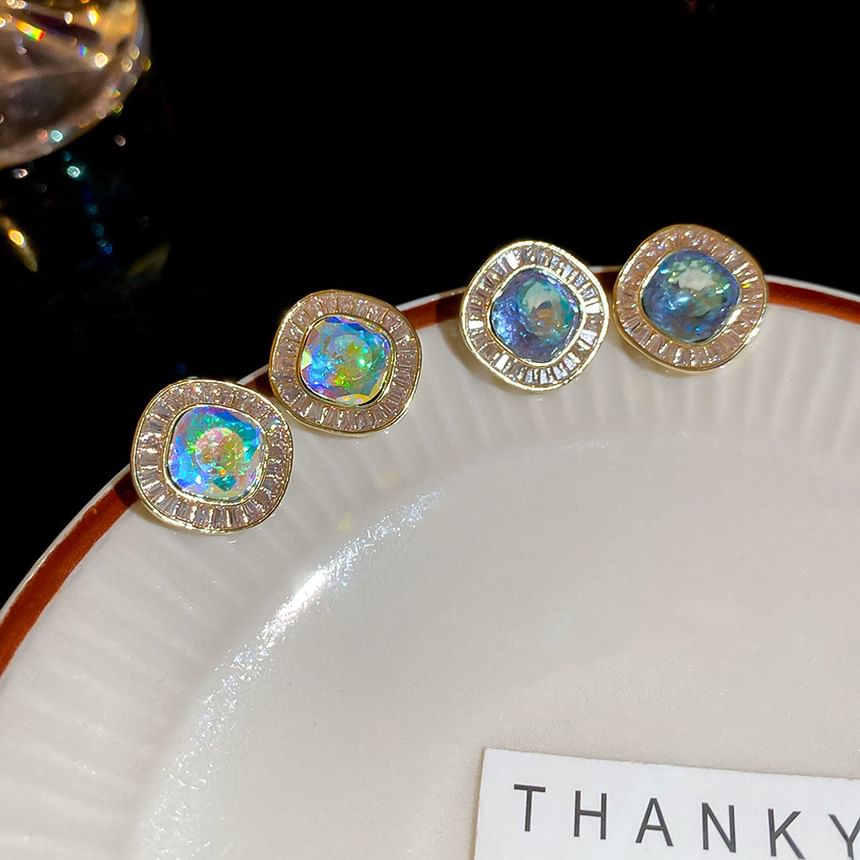 Rhinestone Earring Alloy Stud