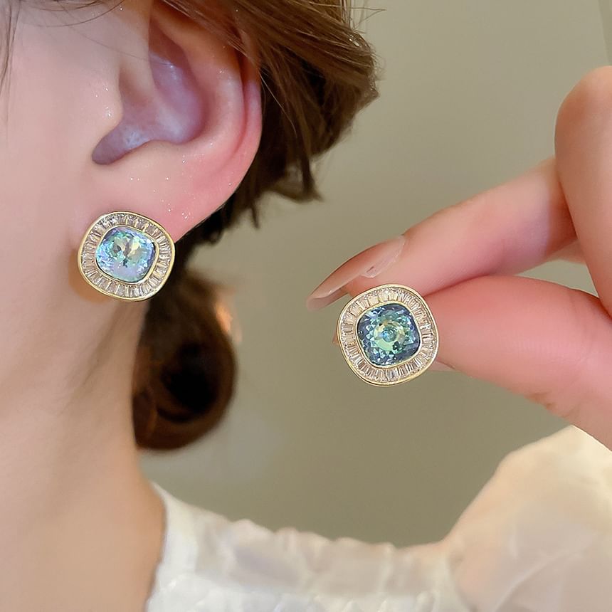 Rhinestone Earring Alloy Stud