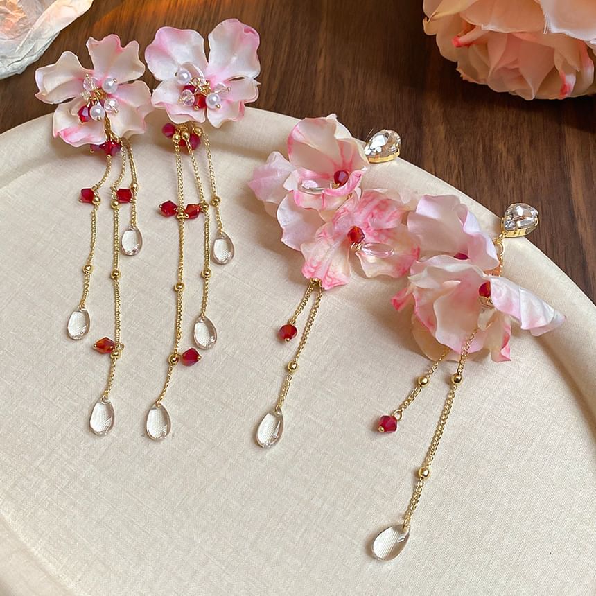 (Various Floral Dangle Fabric Designs) Alloy Earring