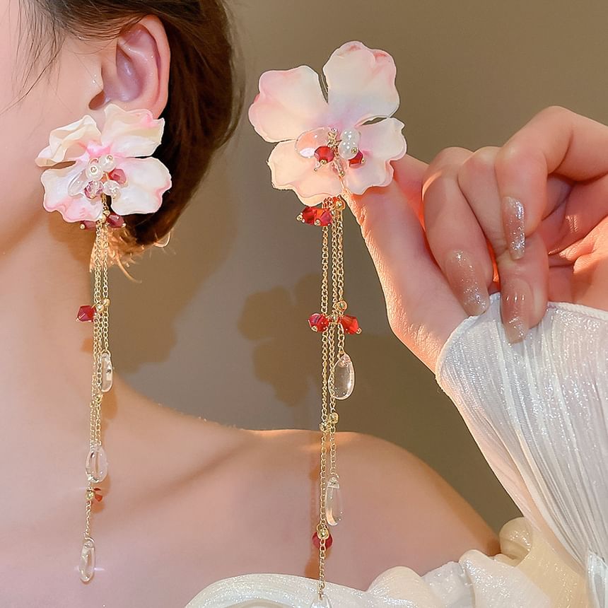 (Various Floral Dangle Fabric Designs) Alloy Earring