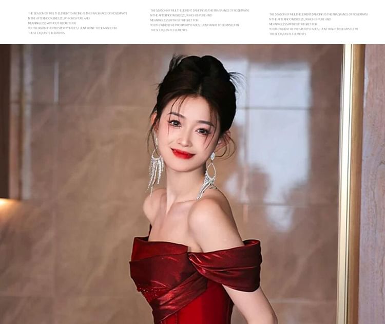 Glitter Maternity Evening Off-Shoulder Gown Ruched A-Line Short-Sleeve