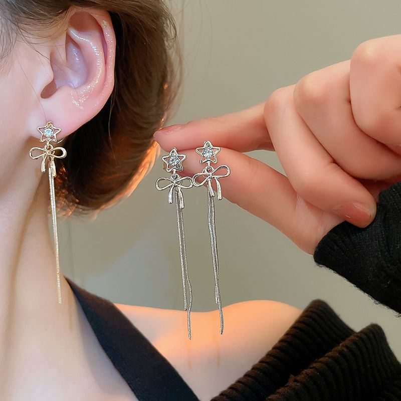 Earring Threader Rhinestone Star Alloy bow