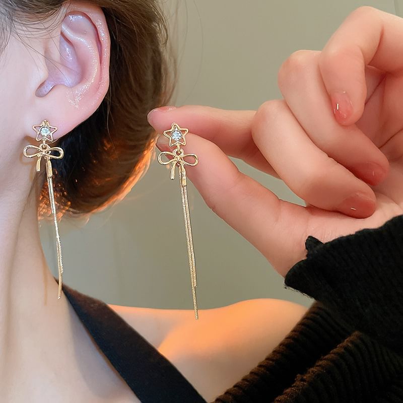 Earring Threader Rhinestone Star Alloy bow