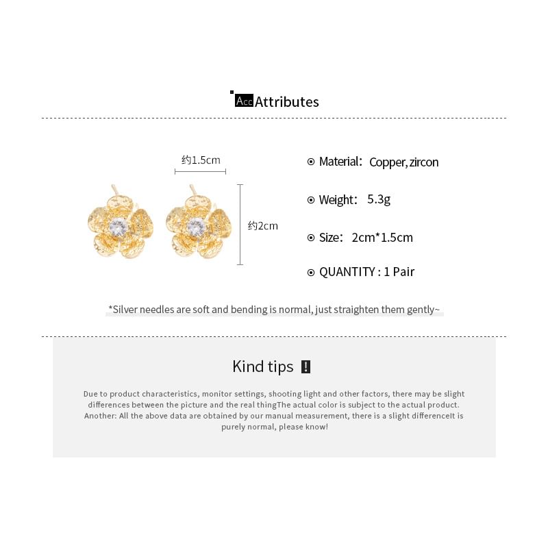 Earring Floral Rhinestone Statement Alloy