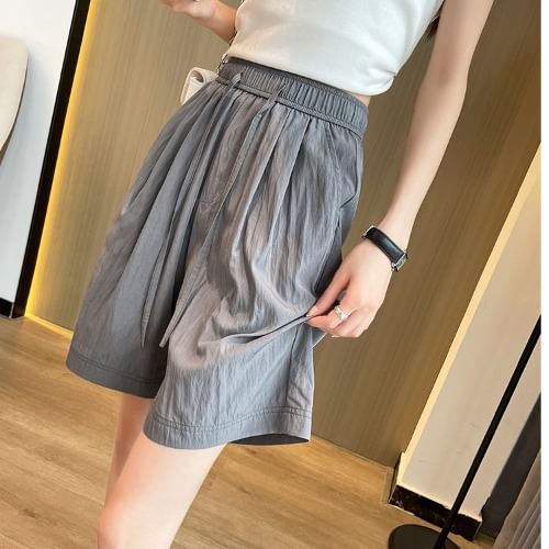Shorts Plain Drawstring Waist