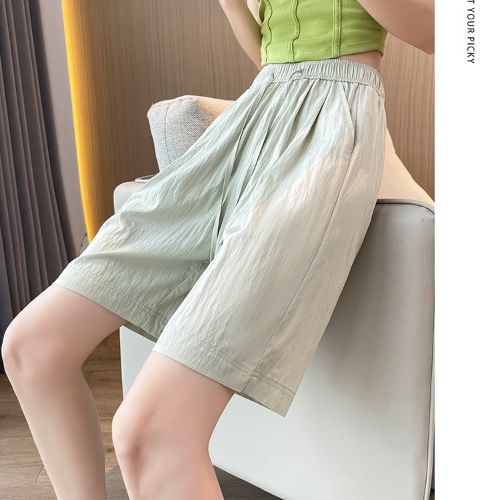 Shorts Plain Drawstring Waist