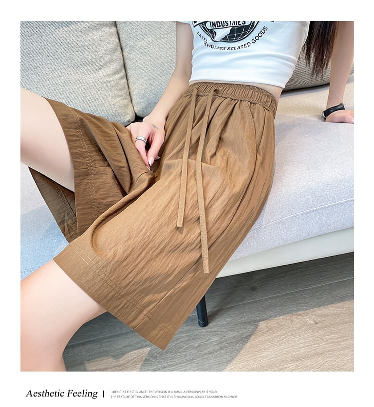 Shorts Plain Drawstring Waist