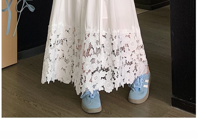 A-Line Maxi Rise High Panel Lace Skirt