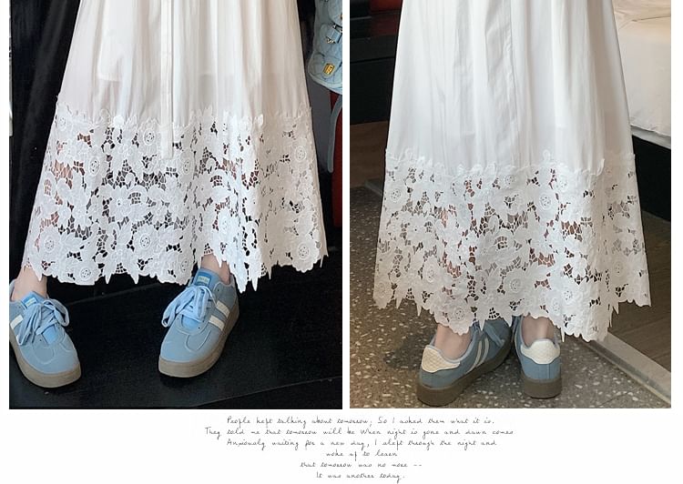 A-Line Maxi Rise High Panel Lace Skirt