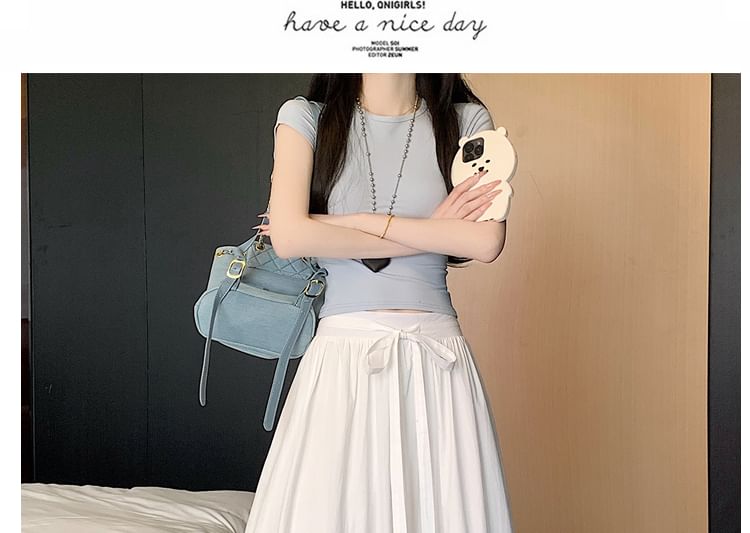 A-Line Maxi Rise High Panel Lace Skirt