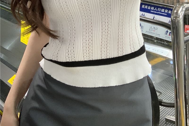 Knit Crop Plain Lace Top V-Neck Trim Short-Sleeve