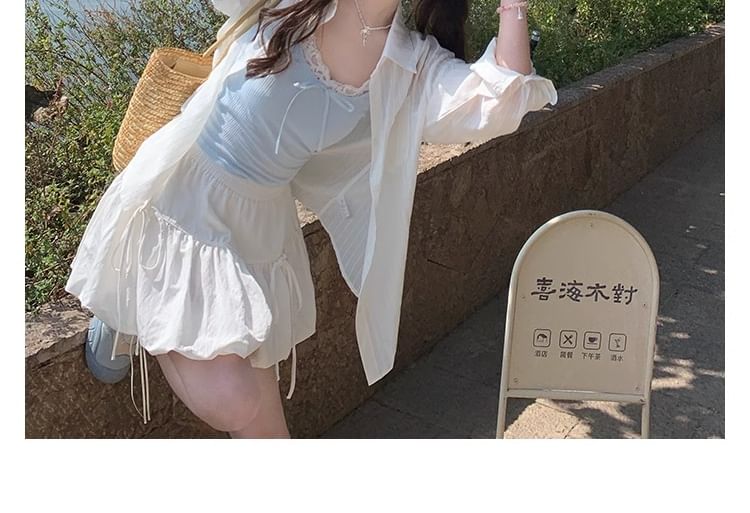 Lace Trim Top Crop Plain Camisole