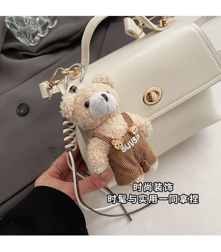Bag Set Flap Twist Lock Handle Faux Crossbody Charm Leather Top /