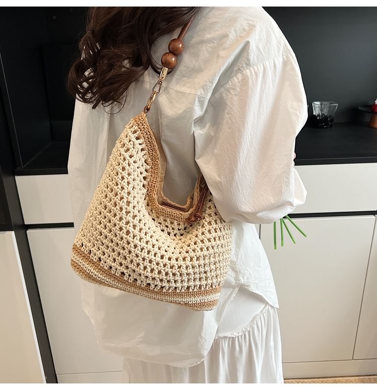 Strap Woven Bag Tote Beaded