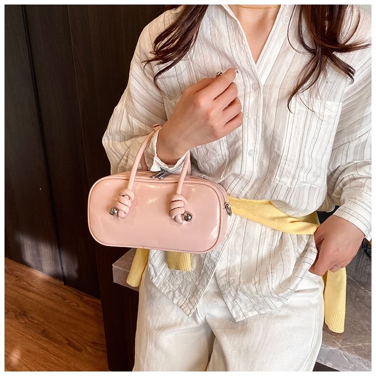 Leather Crossbody Bag Handle Faux Top Plain