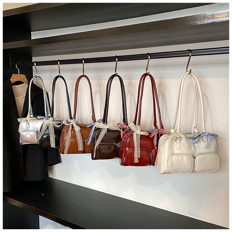 Plain Faux Leather Bag Bowler