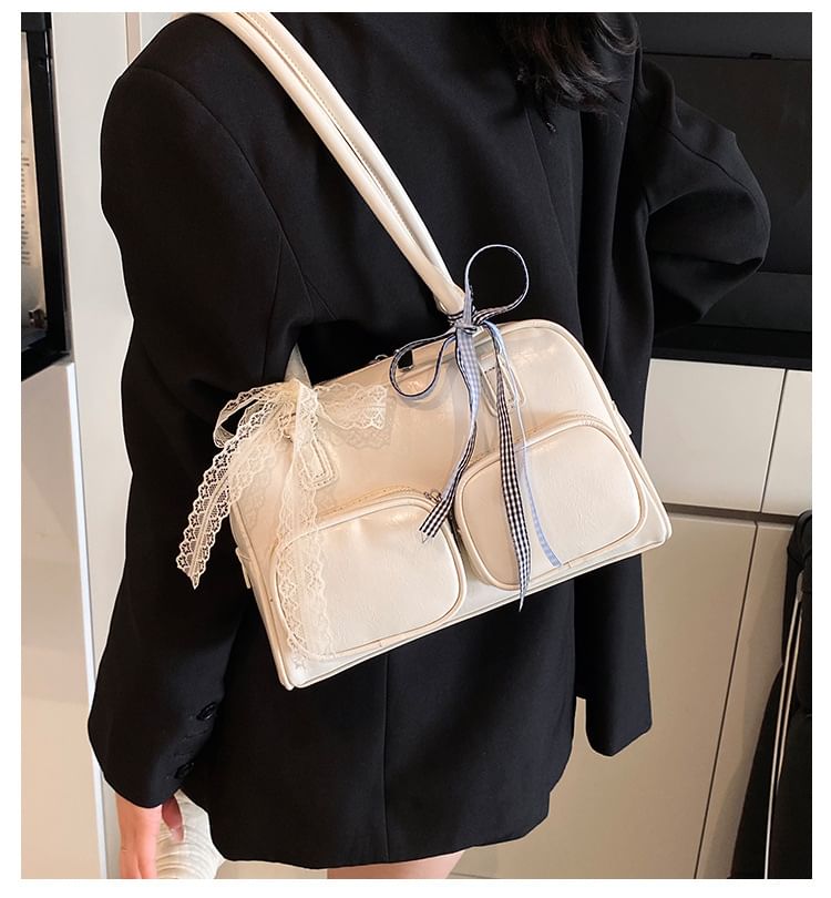 Plain Faux Leather Bag Bowler