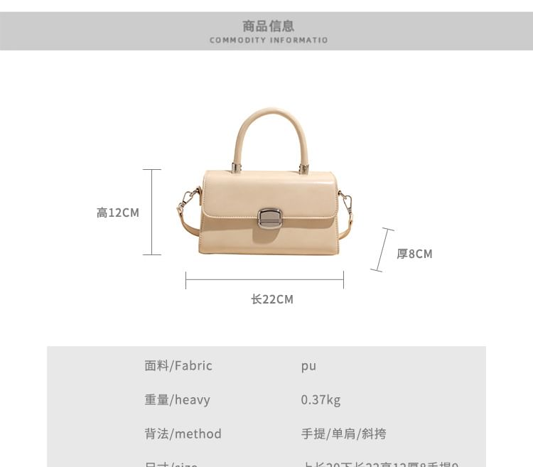 Handle Faux Flap Plain Bag Leather Top Crossbody