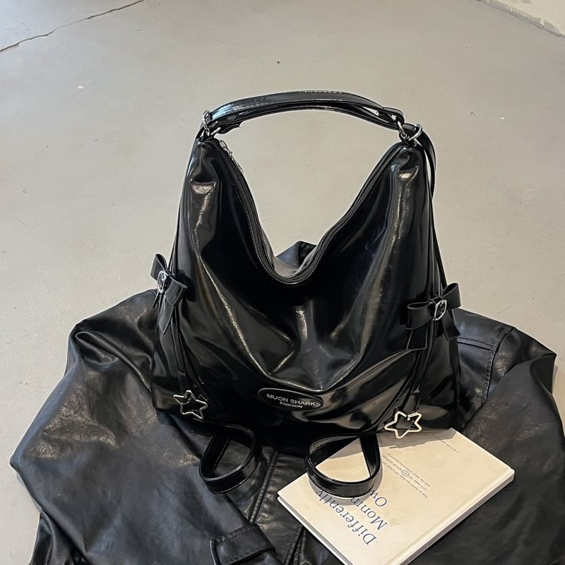 Bag Leather Star Faux Bow Crossbody Buckled