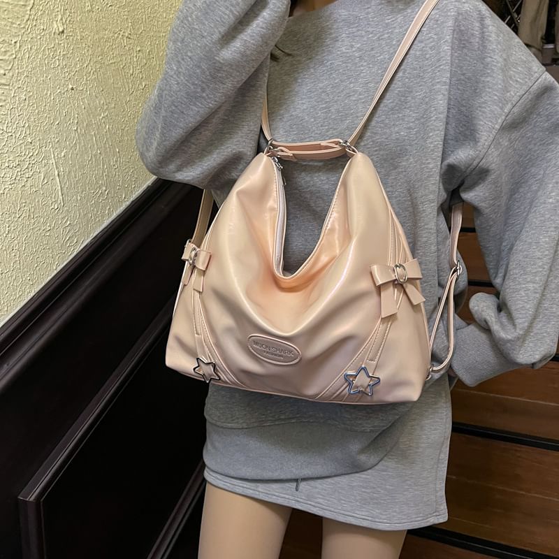 Bag Leather Star Faux Bow Crossbody Buckled