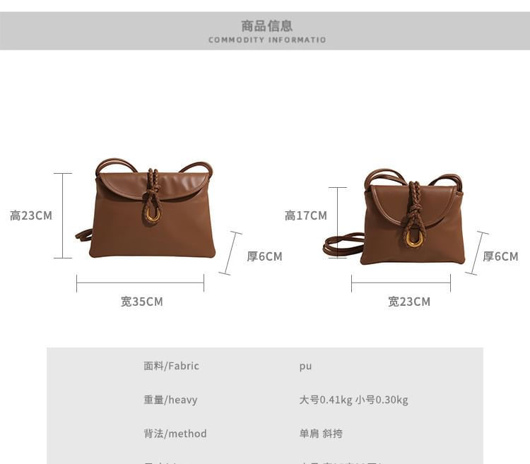 Knot Flap Faux Crossbody Leather Plain Bag