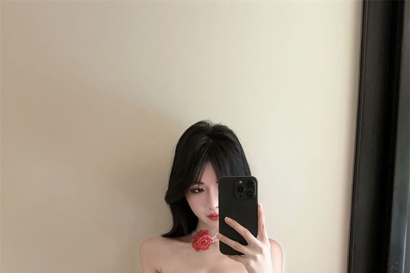 Ruched Top Asymmetrical Tube Plaid