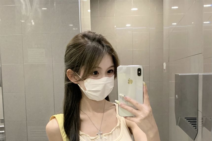 Lettuce Scoop Tone Two Edge Two-Piece Top Mock Camisole Crop Neck