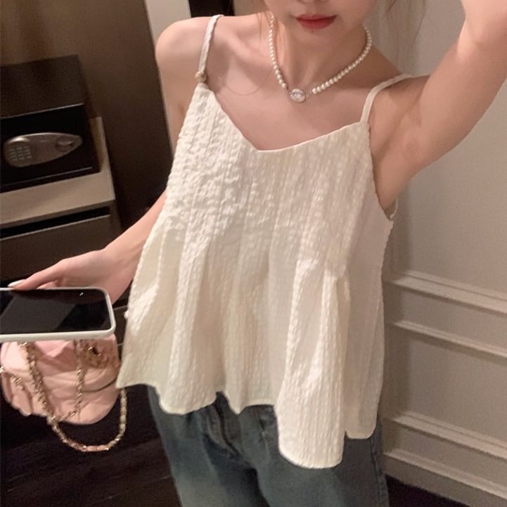 Cami V-Neck Flowy Top Plain Crop