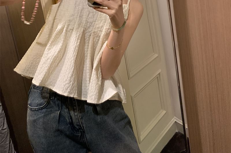 Cami V-Neck Flowy Top Plain Crop