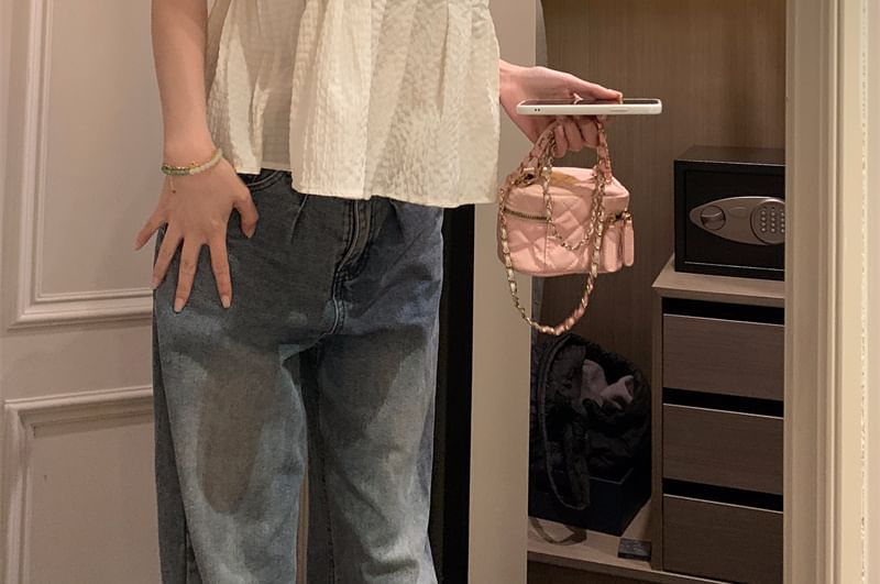 Cami V-Neck Flowy Top Plain Crop