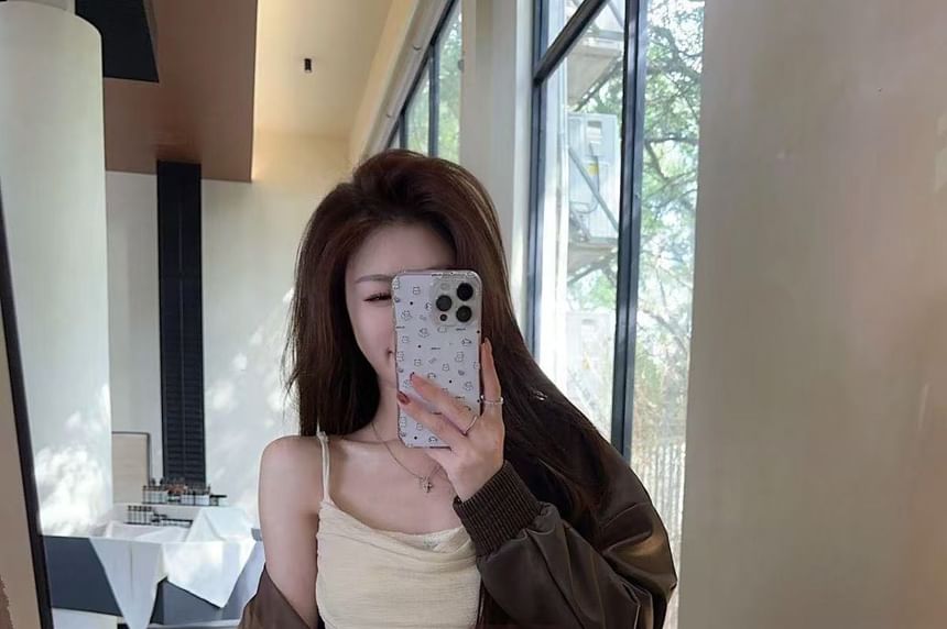 Hem Cowl Camisole Top Neck Lace Panel Asymmetrical Ruffle