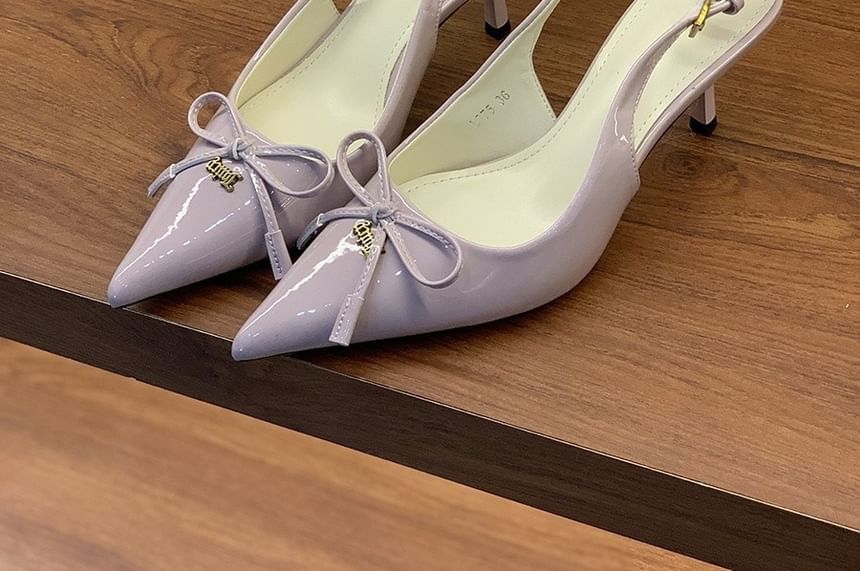 Pointed Kitten Pumps Heel Toe Slingback Bow