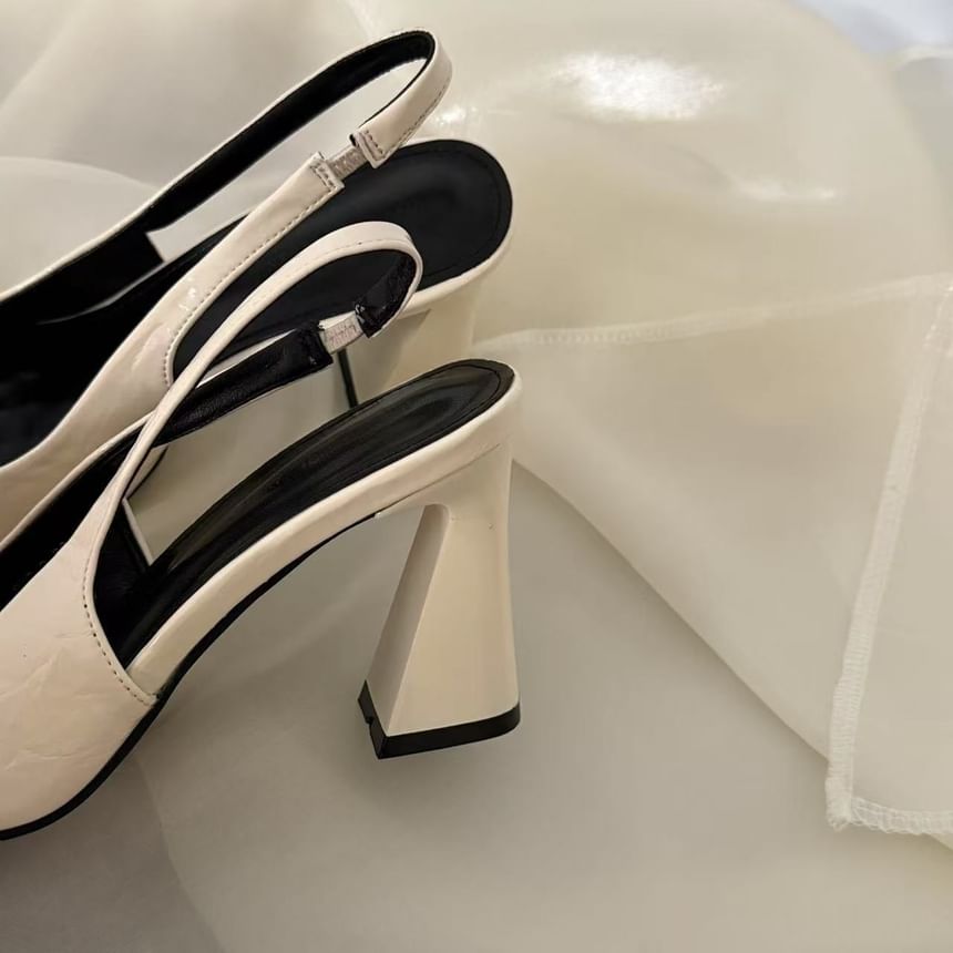Slingback Toe Pumps Heel Block Pointed