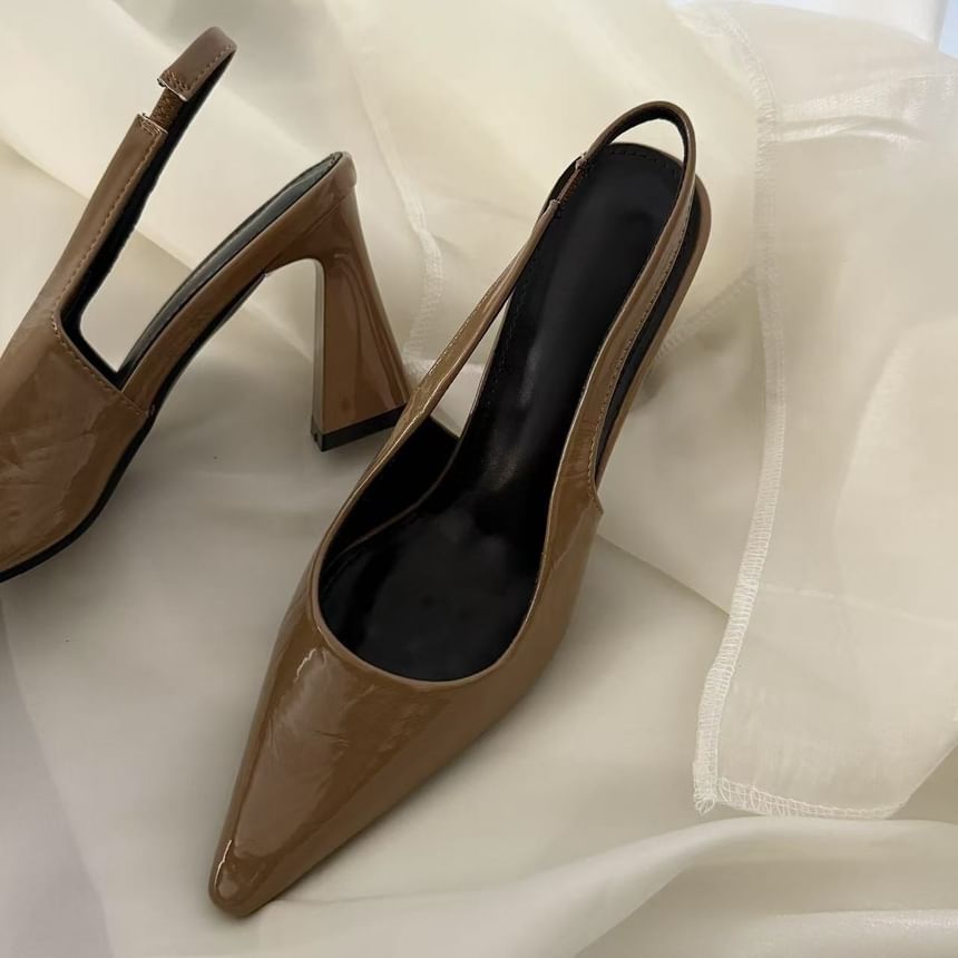 Slingback Toe Pumps Heel Block Pointed