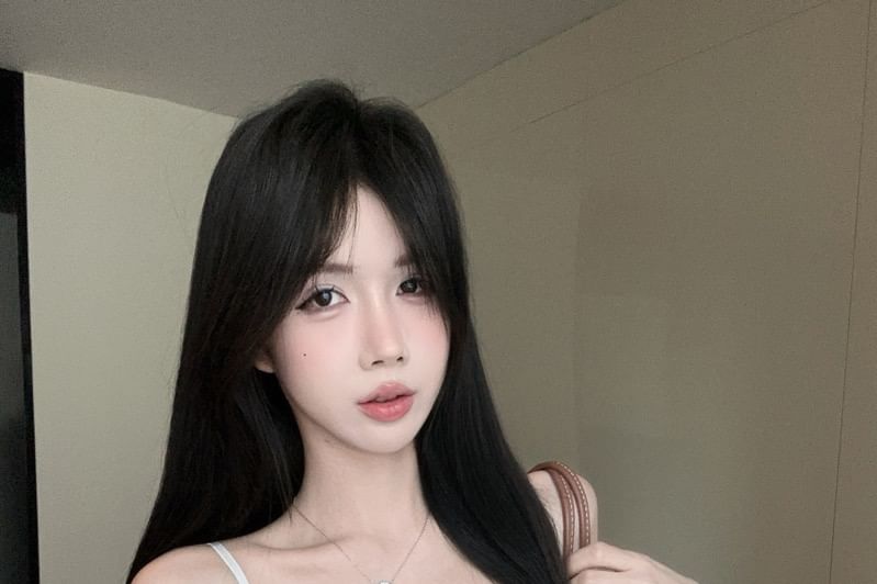 Slit Camisole Trim Fit Lace Slim Top